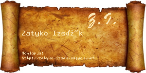 Zatyko Izsák névjegykártya